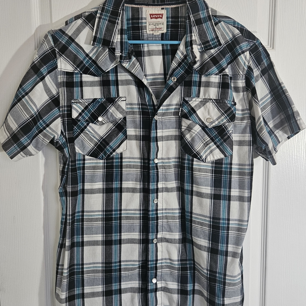 Levi's Western Snap Button Large Shortsleeve Plaid Workwear Shirt